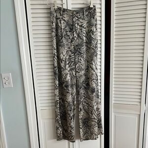 Tropical Print Wide-Leg Pants